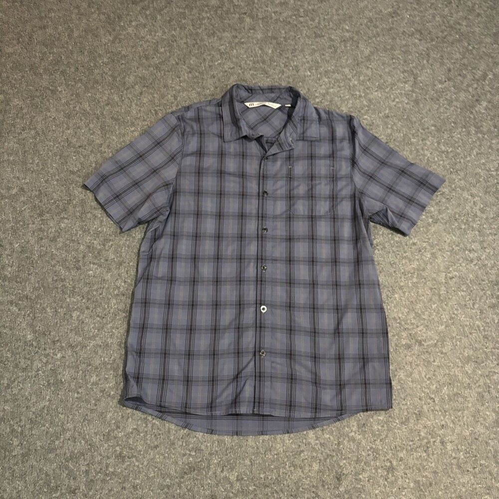 Travis Mathew Button Up Shirt Mens Large Short Sleeve Casual Plaid